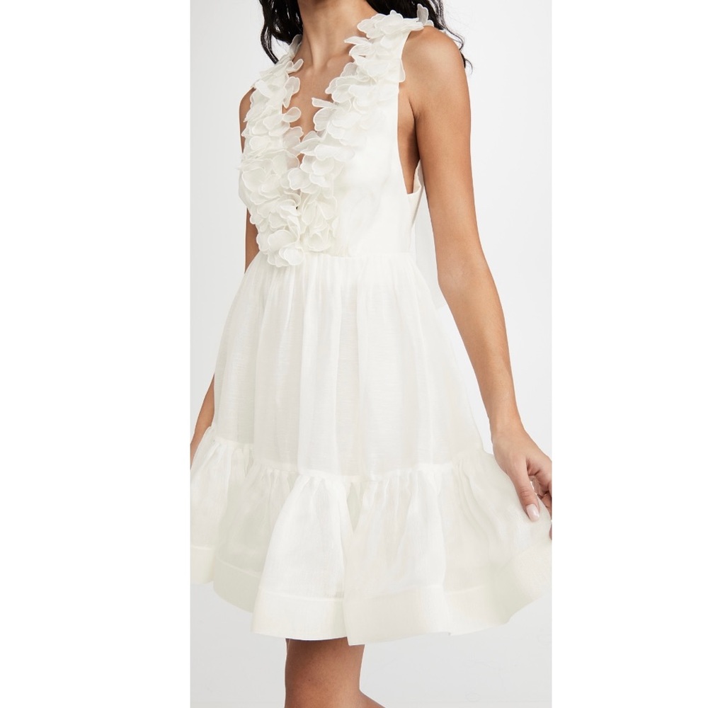 Zimmermann Lovestruck White Mini Dress with Florals